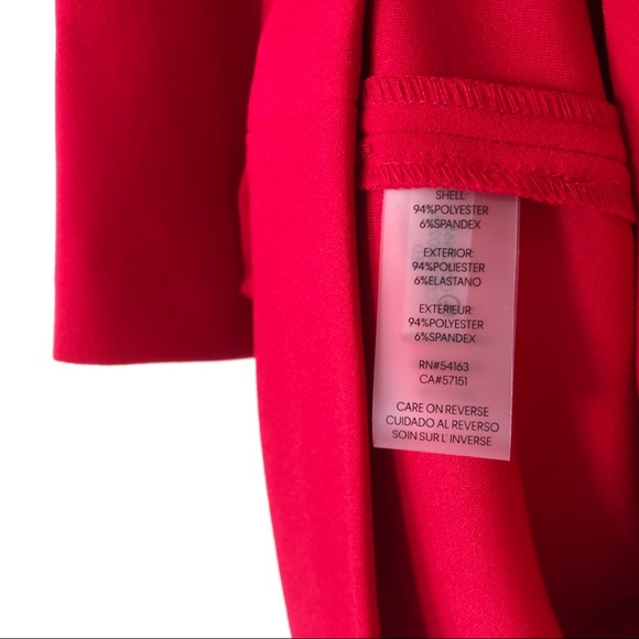 CALVIN KLEIN Bow Tie at Neck Exposed Gold Zipper Long Sleeve Red Sz 6 New - Picture 8 of 9